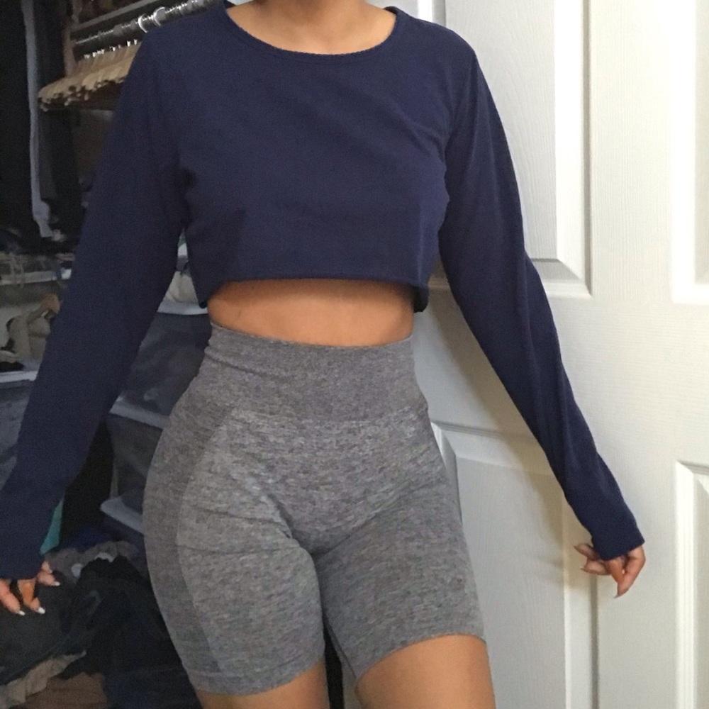 Navy crop long sleeve